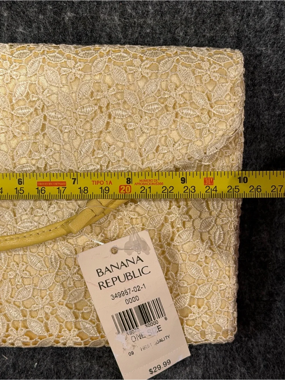 Vintage Banana Republic Women's Canary Yellow Clutch White Lace Overlay NWT New - Picture 4 of 9